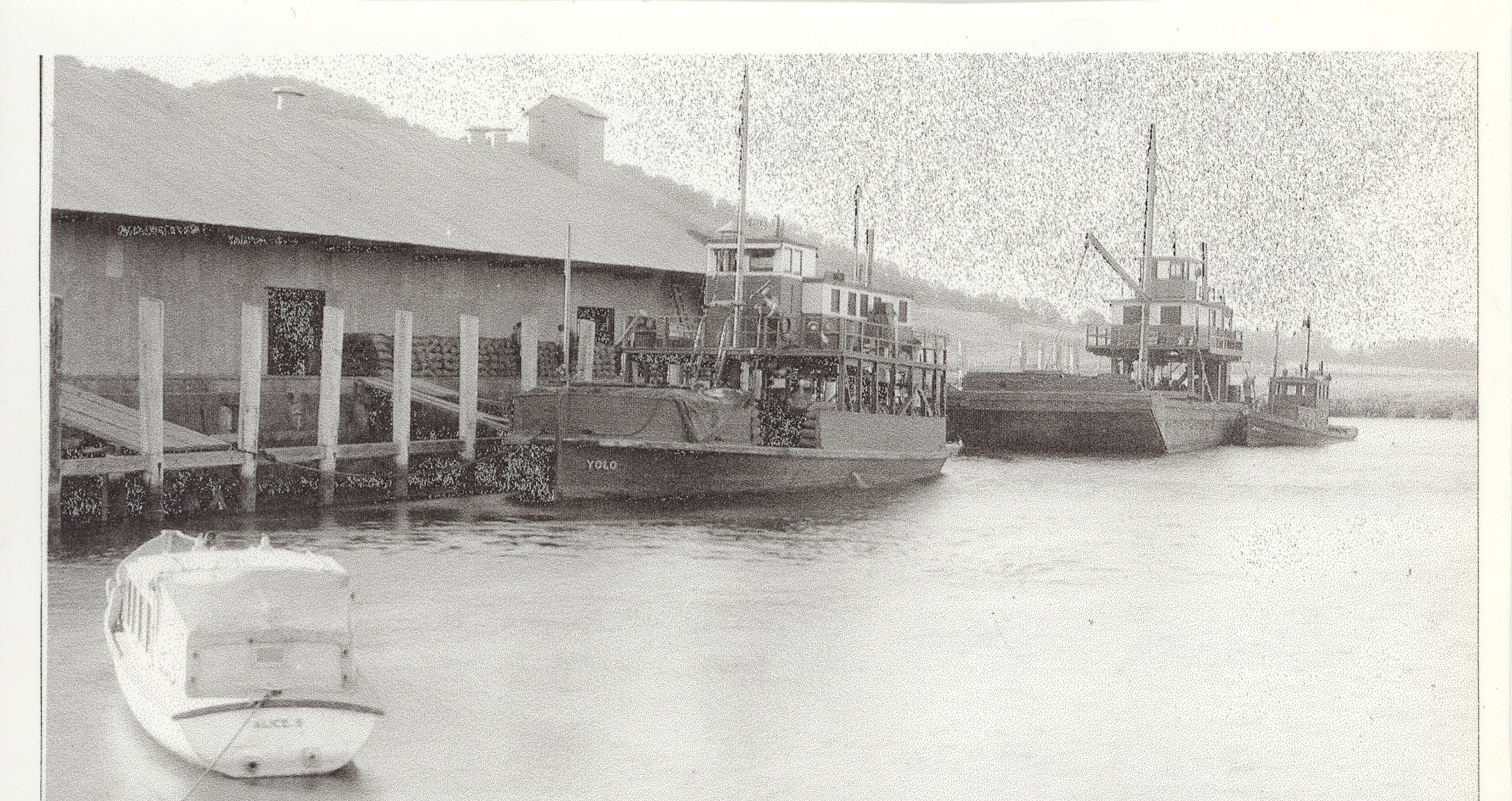 Transportation: Ships and Waterways, Black John Slough, Boat house, White pleasure craft, 1924~, 1924 (Internet Archive)