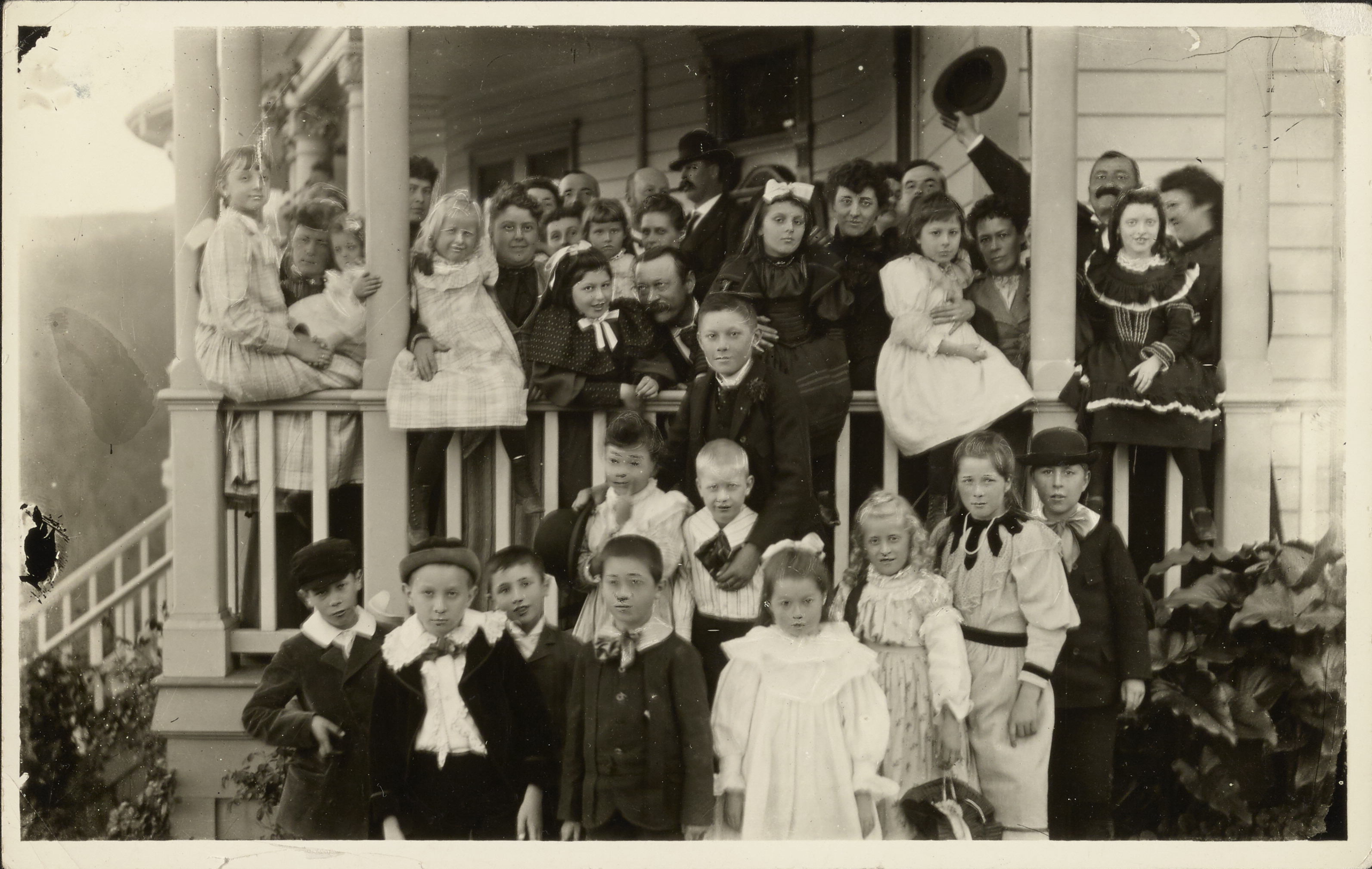 Group portrait at the celebration of Irene Coffin's birthday, 1894 (Internet Archive)
