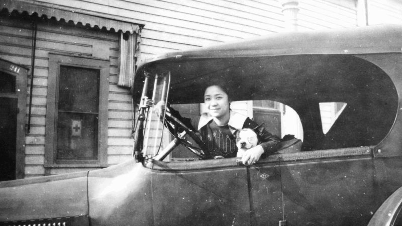 Daisy Joe Fung in old Chinatown in Tulare, California, 1919 (Internet Archive)