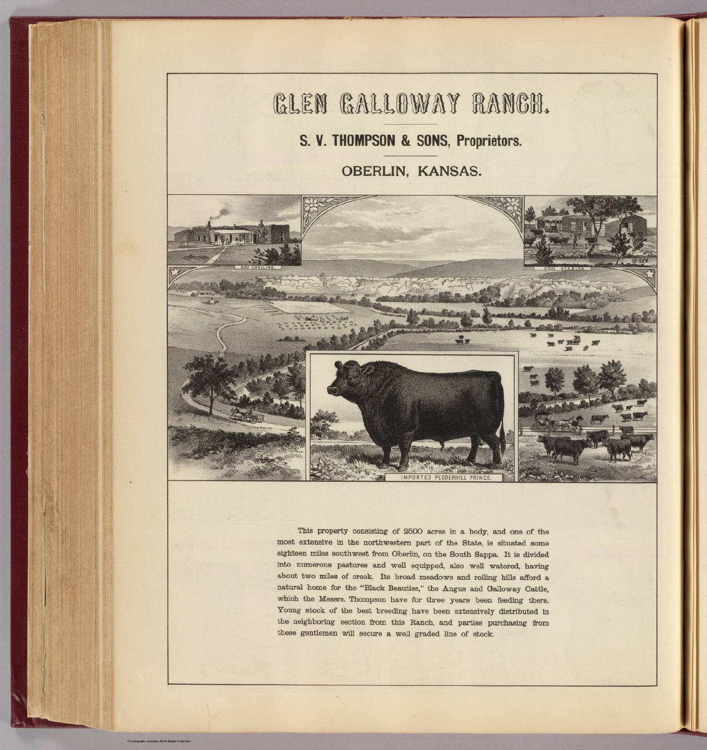 Glen Galloway Ranch. S.V. Thompson & Sons, proprietors. Oberlin, Kansas. (L.H. Everts & Co., publishers, Philadelphia, Pa., 1887) (Civil War), 1887 (Internet Archive)
