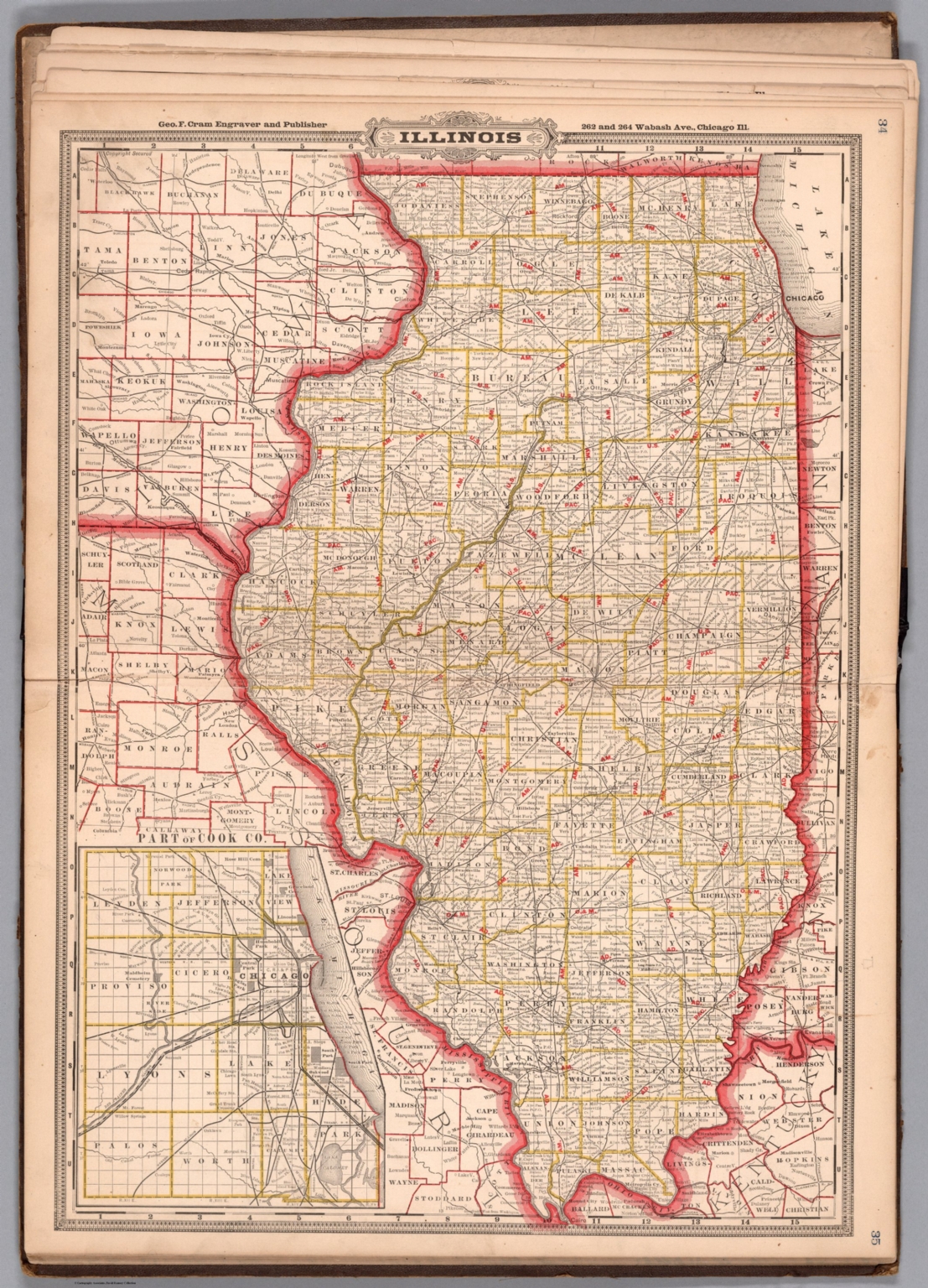 Illinois. Geo. F. Cram, engraver and publisher, 262 and 264 Wabash Avenue, Chicago, Ill. 1882. (Civil War), 1882 (Internet Archive)