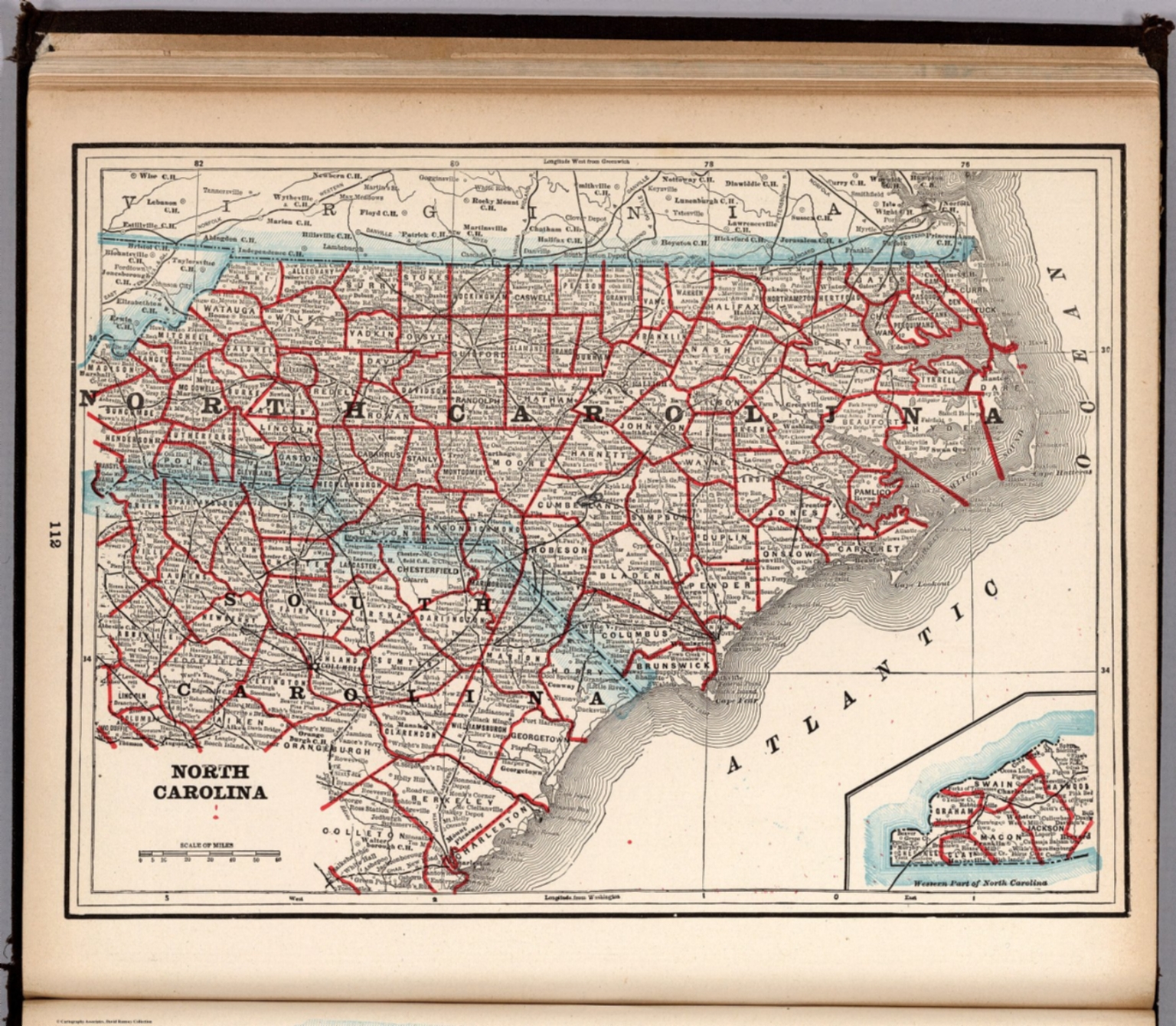 North Carolina. (to accompany) The Columbian World's Fair atlas ... Published for: Wood Brothers Cash Store ... Unadilla, New York. (inset) Western part of North Carolina., 1893 (Internet Archive)