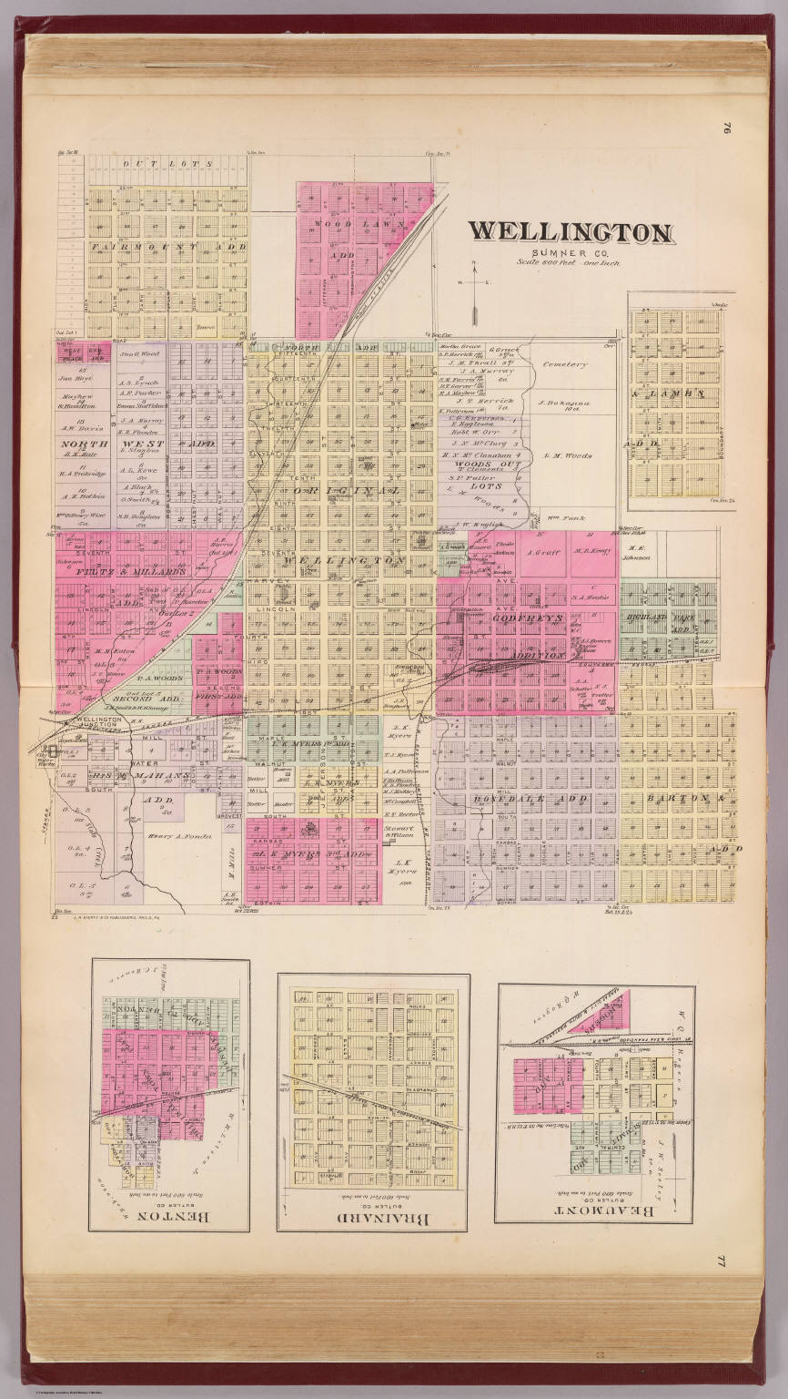 Wellington, Sumner Co. (with) Beaumont ... (with) Brainard ... (with) Benton ... (all) Butler Co. L.H. Everts & Co., publishers, Phila., Pa. (Civil War), 1887 (Internet Archive)