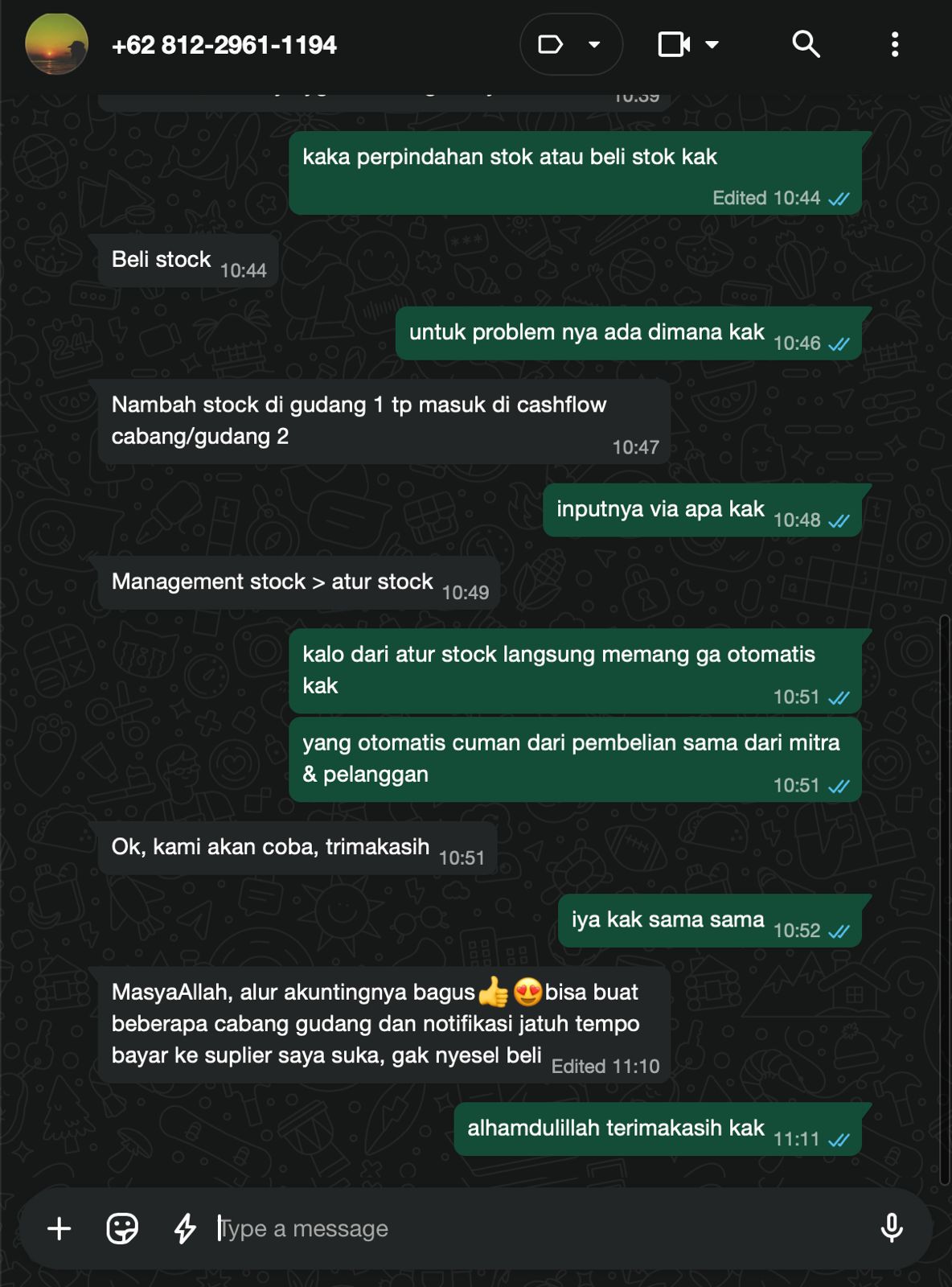 Testimoni WhatsApp pengguna Santai Scale - terbaru