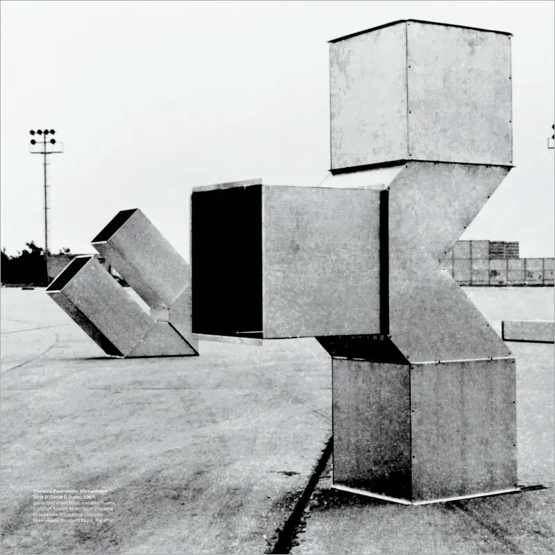 Charlotte Posenenske — Charlotte Posenenske, Vierkantrohre Serie D, 1967, installation view, Frankfurt Airport. © Estate of Charlotte Posenenske / Burkhard Brunn, Frankfurt. Via Artforum