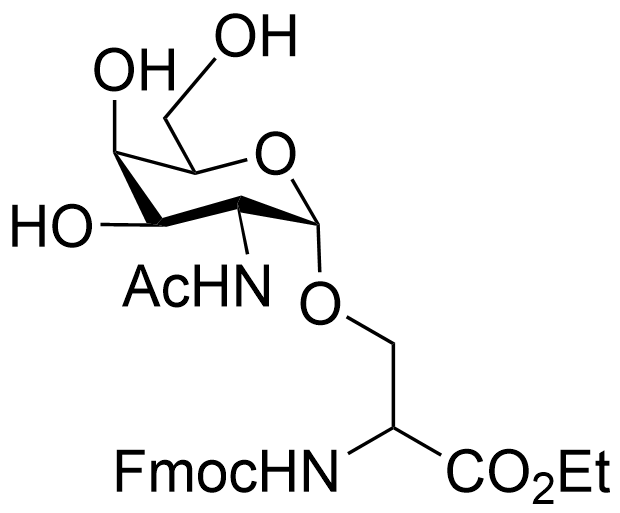 N-acetyl-a-D-galactosaminyl-1-O-N-(Fmoc)serine ethylester structure