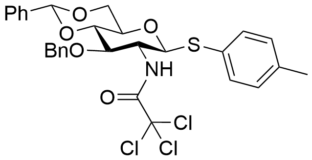 Structure of 3-O-benzyl-4,6-O-benzylidene-2-deoxy-1-p-methylphenylthio-2-trichloroacetamido-beta-D-gluopyranoside
