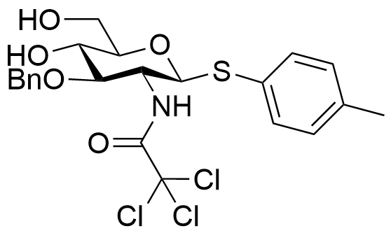 Structure of Para-cresyl-1-thio 3-O-benzyl 2-trichloroacetamido-beta-D-glucopyranoside