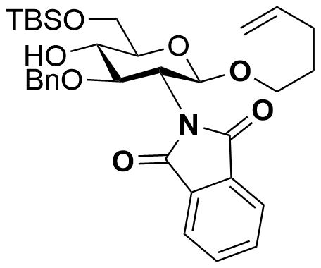 n-pentenyl 6-O-ter-butyl dimethyl silyl-3-O-benzyl-2-deoxy-2-phthalimido-beta-D-glucopyranoside structure