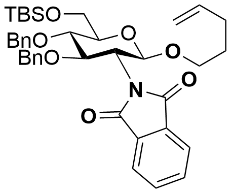 n-Pentenyl 6-O-ter-butyl dimethyl silyl-3,4-di-O-benzyl-2-deoxy-2-phthalimido-beta-D-glucopyranoside structure