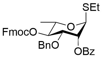 Structure of Ethyl 2-O-benzoyl-3-O-benzyl-4-O-(9-fluorenylmethoxycarbonyl)-1-thio-alpha-L-rhamnopyranoside