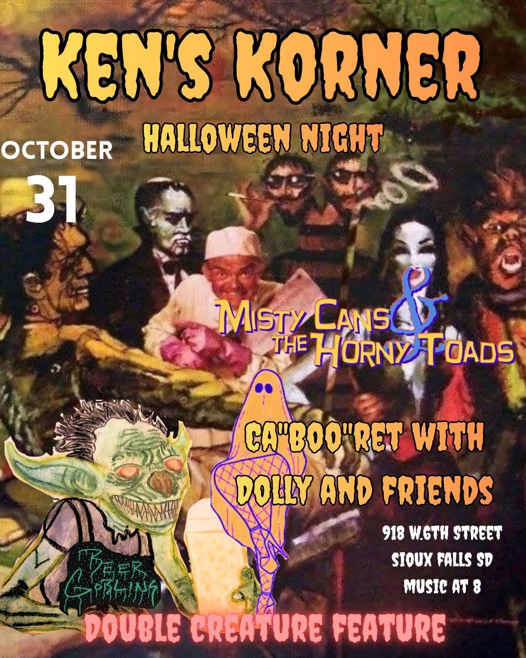 Halloween Double Creature Feature — live bands at Ken's Korner