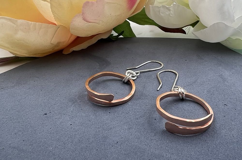 Mixed Metal Silver & Copper Wrap Earrings Workshop at Tranquil Sky Jewelry