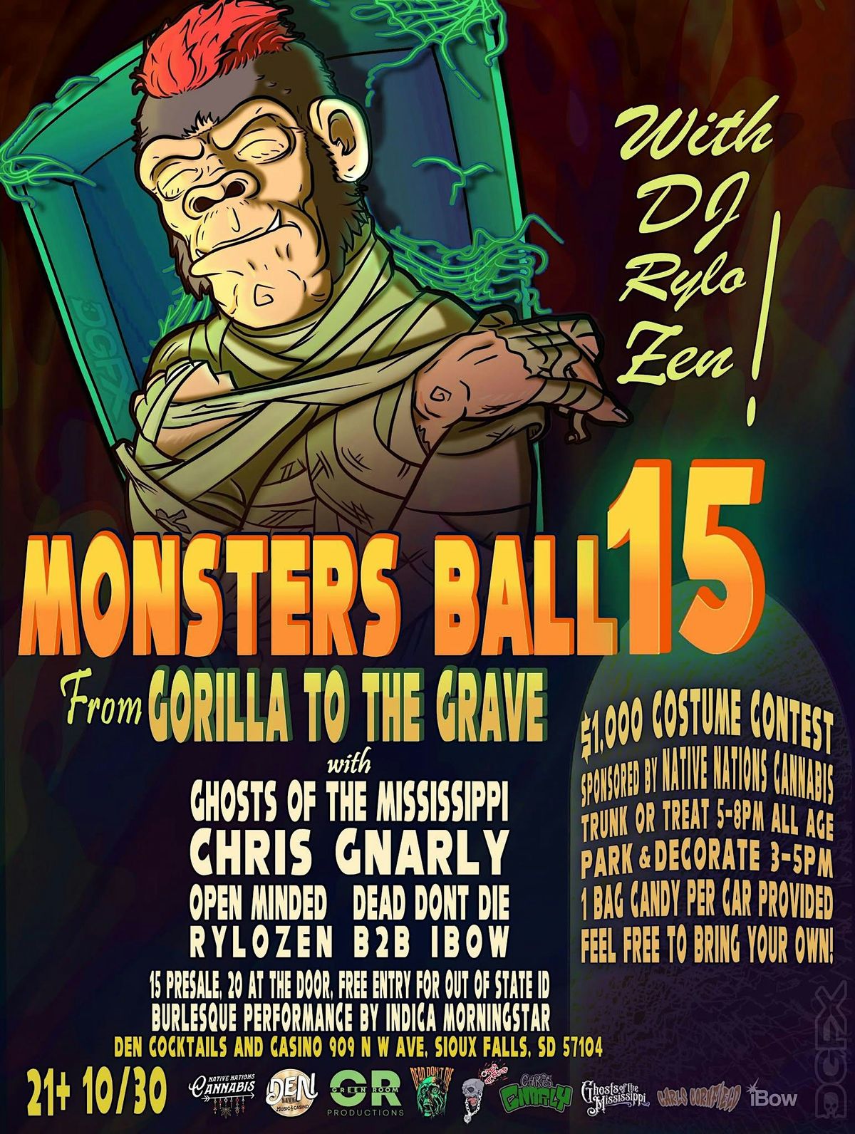 Monsters Ball 15 Halloween Concert + $1,000 Costume Contest at The Den