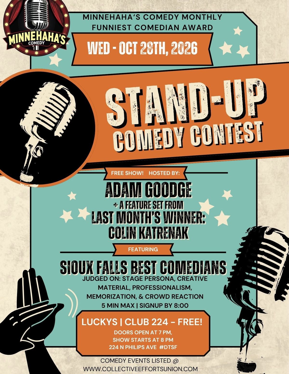 Sioux Falls Funniest Comic Contest — free show at Lucky's Club 224