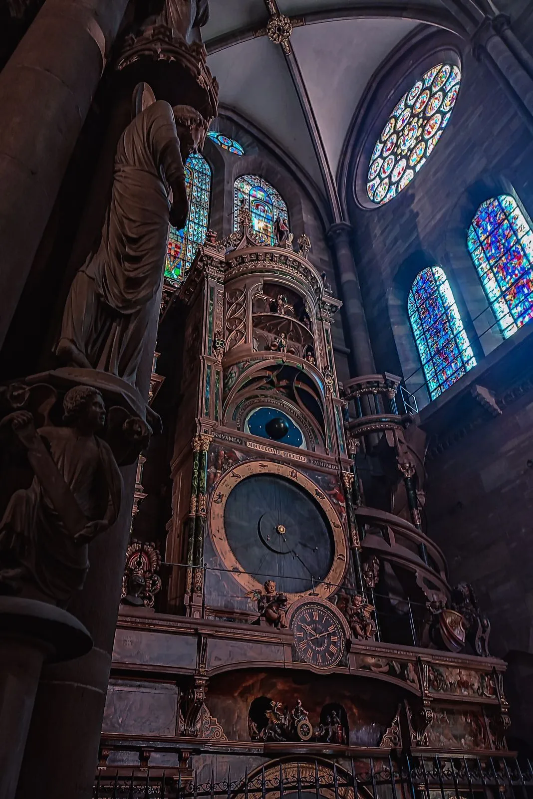 The ornate astronomical clock inside Strasbourg Cathedral