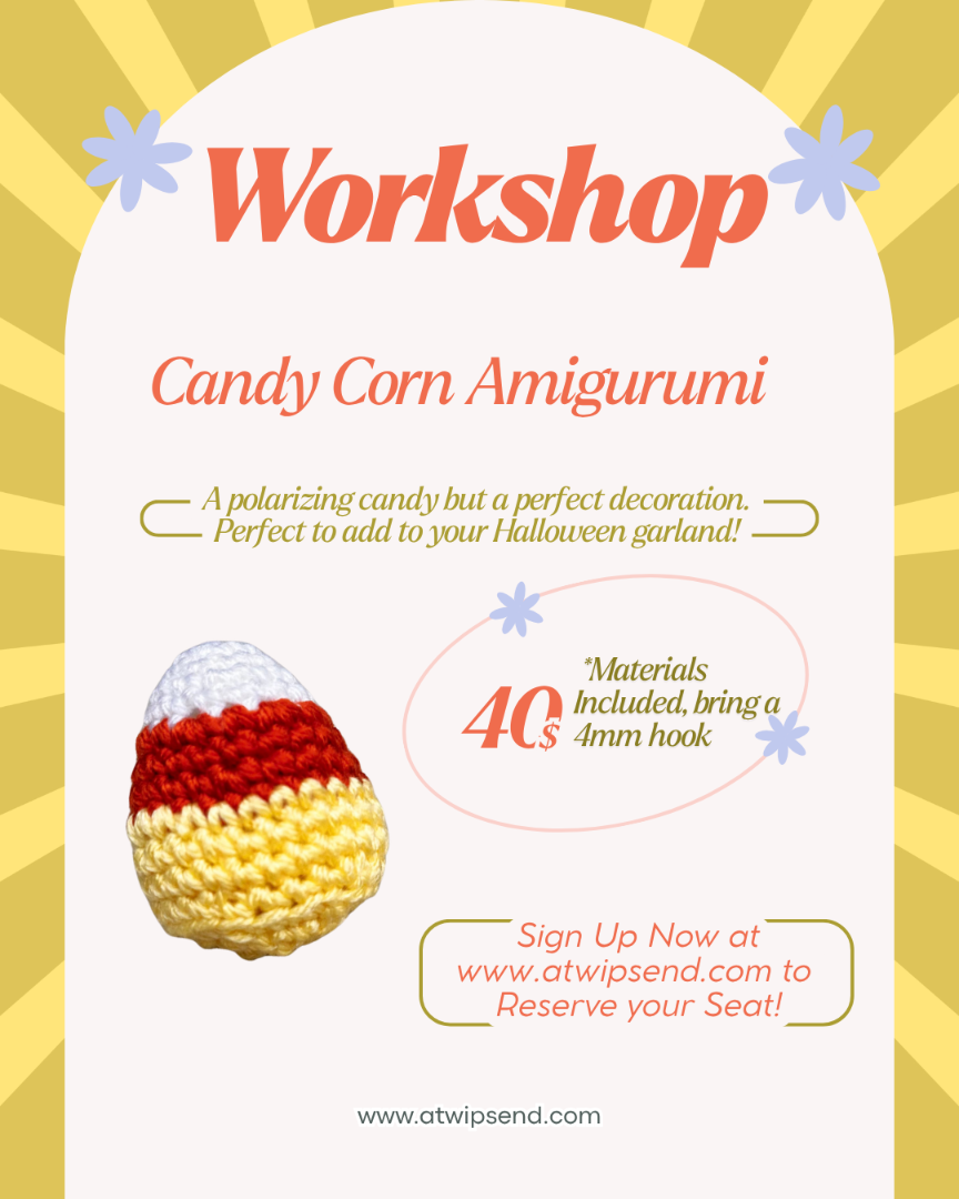 🍬🌽 Candy Corn Amigurumi Workshop | October 6, 5pm