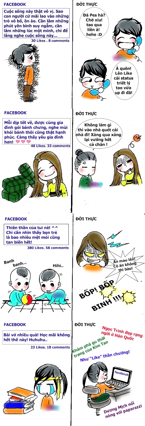 sự thật phủ phàng giữa facebook và đời thực :|