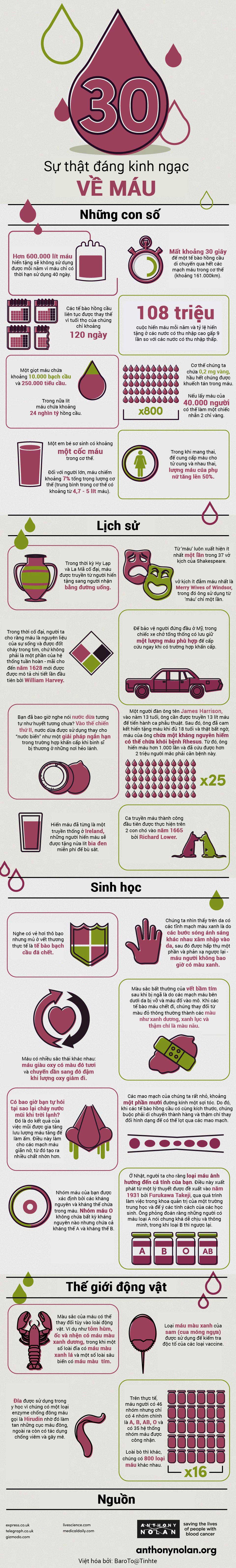[Infographic] 30 sự thật về máu có thể bạn chưa biết!