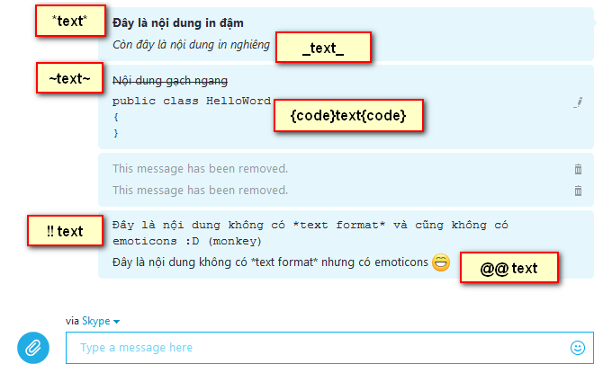Định dạng nội dung khi chat trong Skype