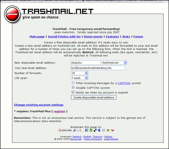 Sử dụng các dịch vụ email tạm thời để tránh nhận email không mong muốn