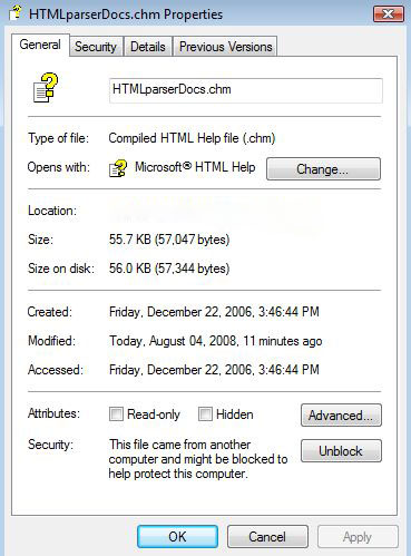 Lỗi không xem được nội dung file chm
