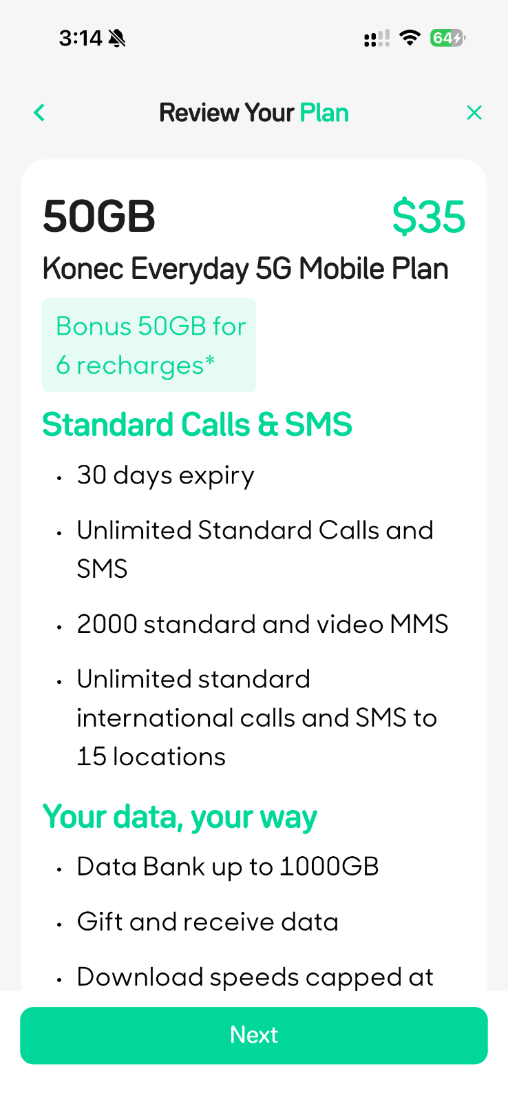 konec(Telstra) 프리페이드유심 100GB