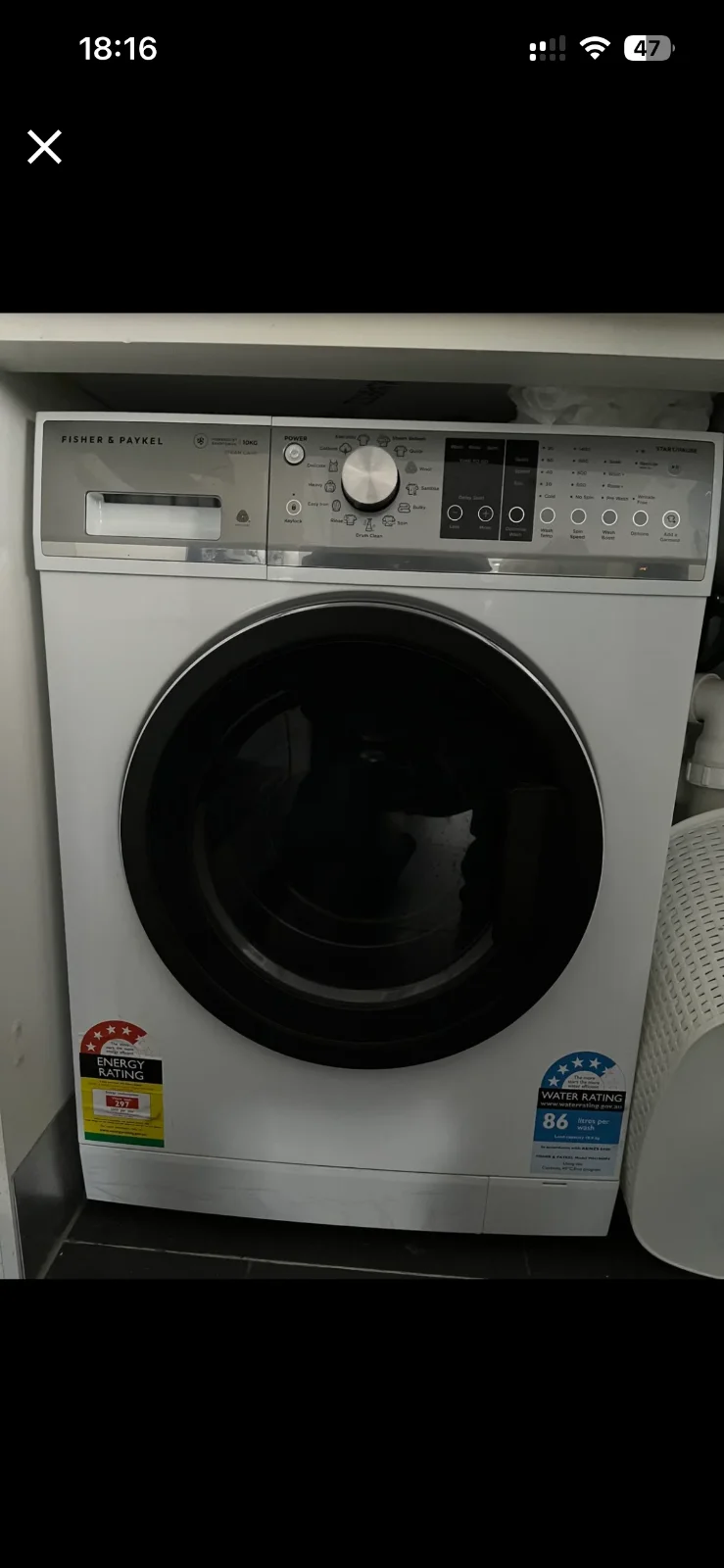 10KG 드럼세탁기 팔아요 (Fisher & Paykel 10kg Front Load Washer)