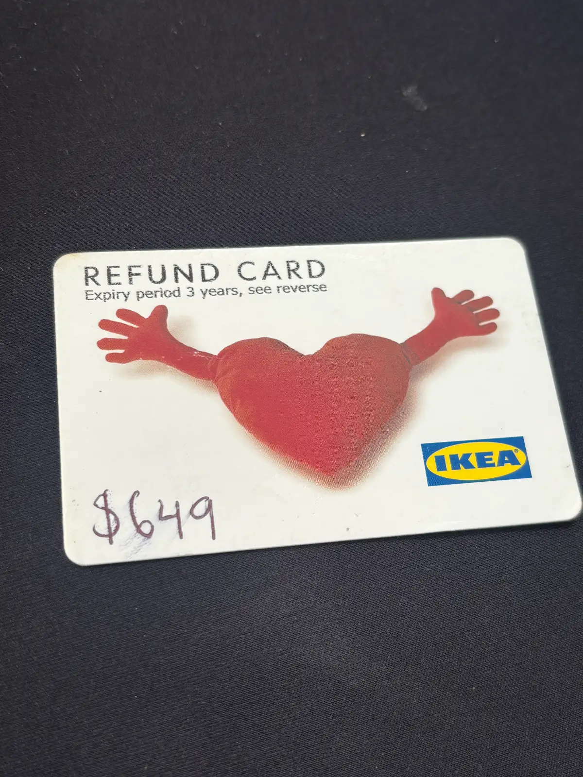 이케아 649불 금액의 Refund Card  600불 판매