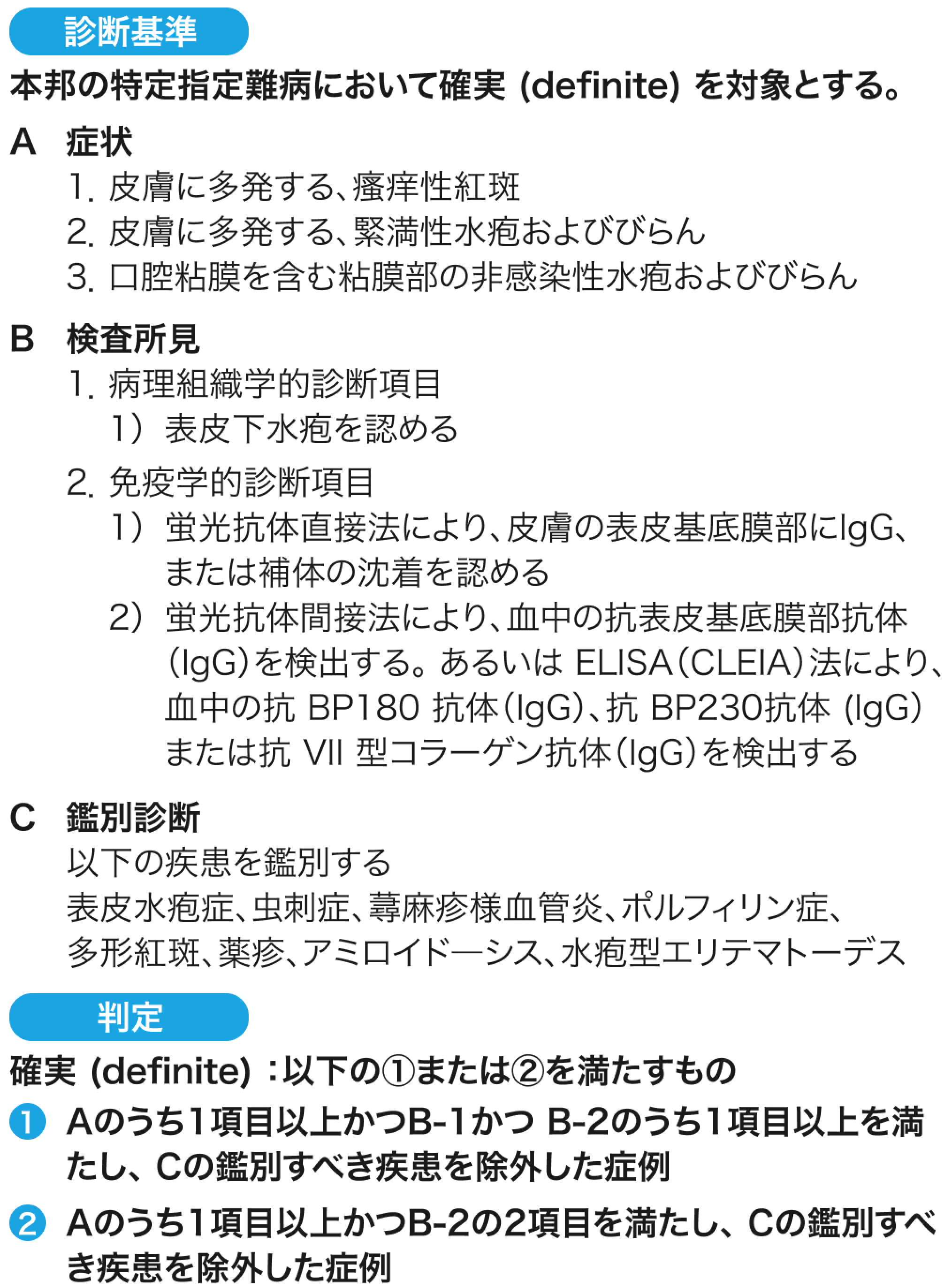 類天疱瘡の診断基準