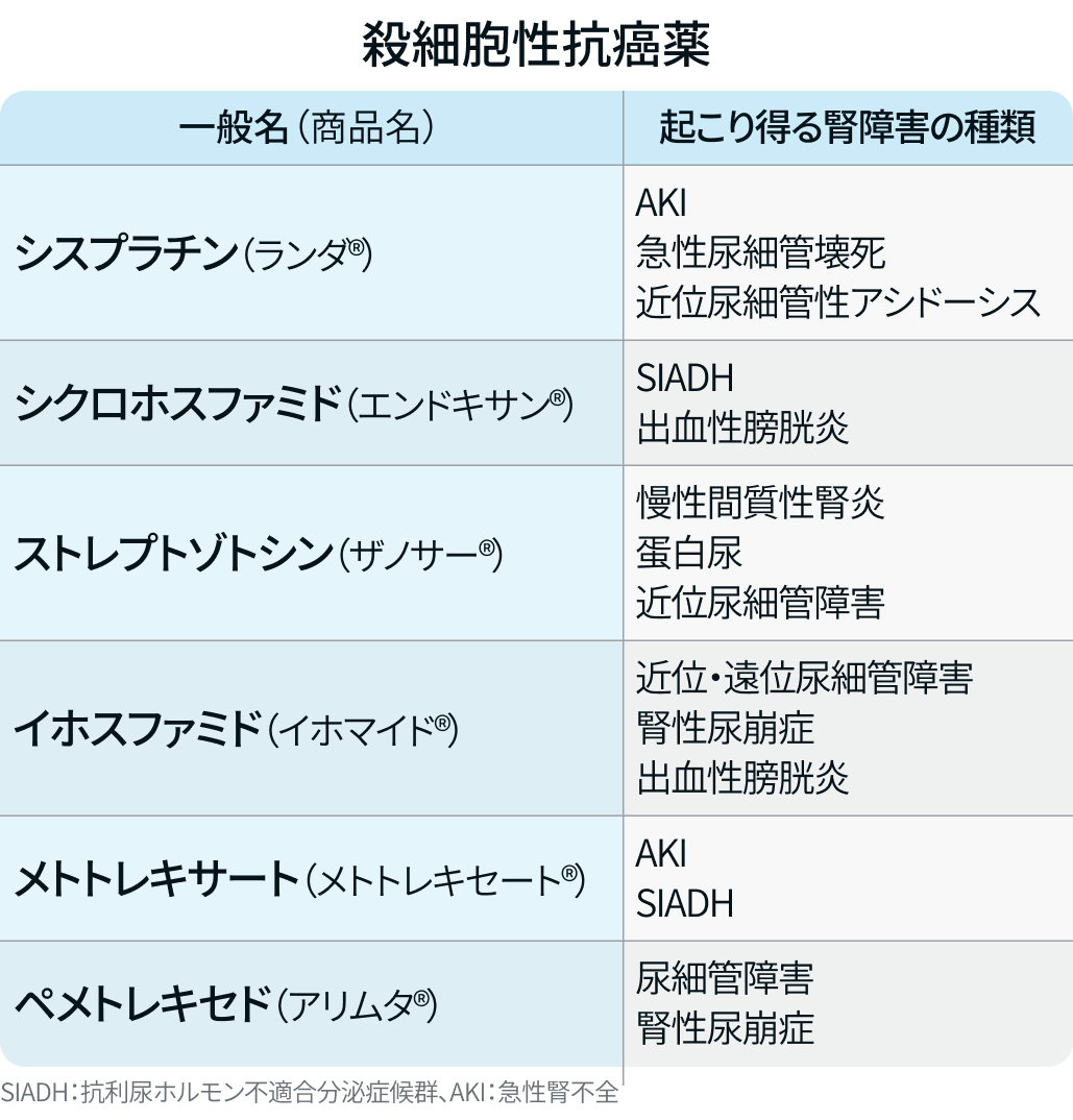 【新連載】腎機能障害の種類と関連抗がん薬一覧