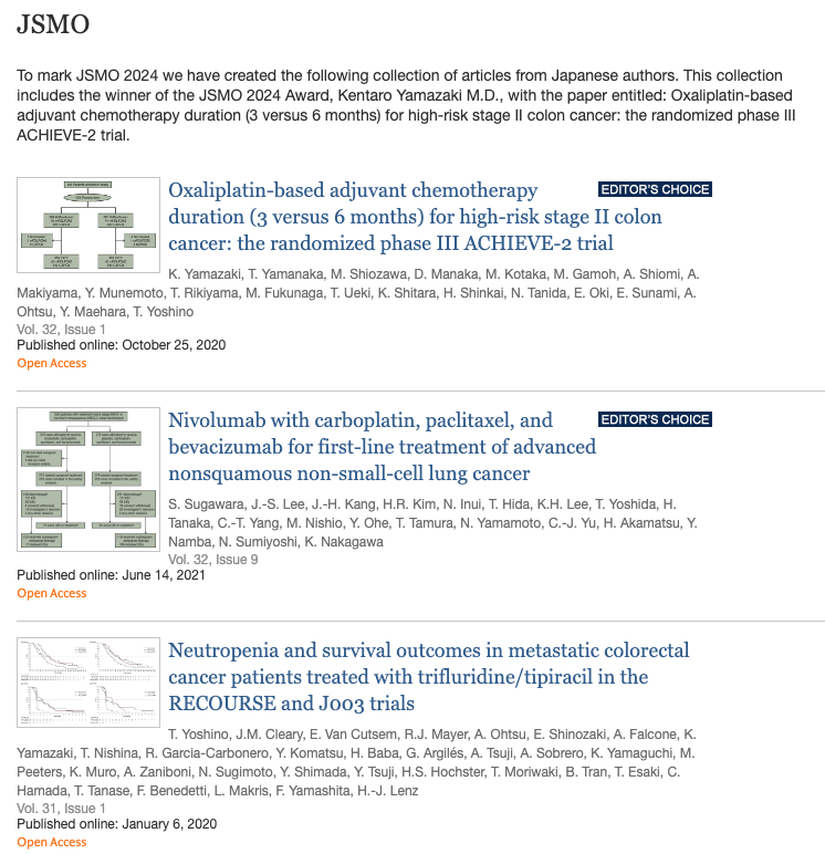 Ann Oncol.誌における日本人著者特集：JSMO 2024記念