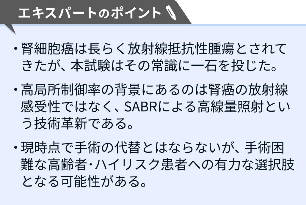 【解説】腎細胞癌に放射線治療の可能性､ 第Ⅱ相で局所制御率100%