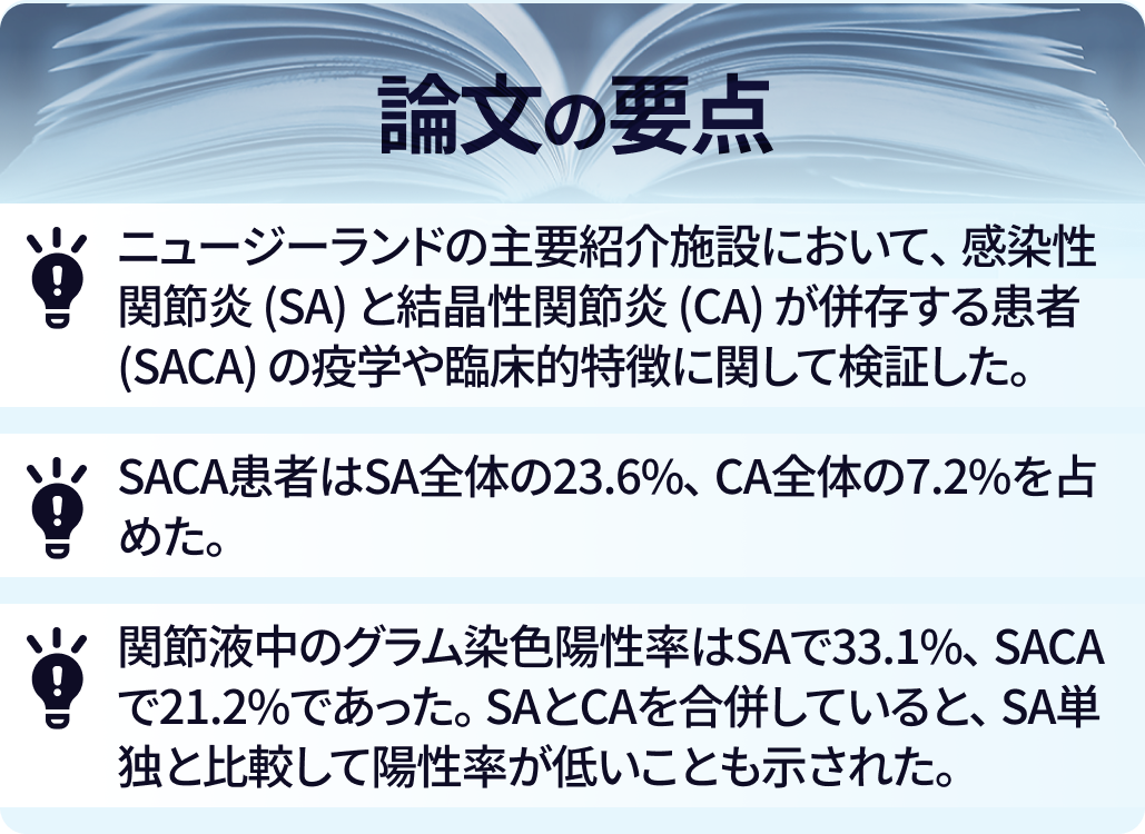 感染性関節炎と結晶性関節炎の合併に関する検証 : 10年間の後ろ向き観察研究