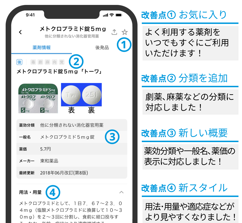 【薬剤情報】添付文書を素早く確認！薬価や一般名､薬効分類に対応しました