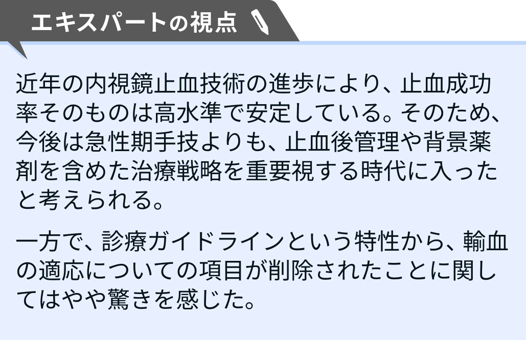 【解説】消化性潰瘍ガイドライン ｢出血性潰瘍｣ の改訂ポイントは？ (亀田消化器･中路氏)