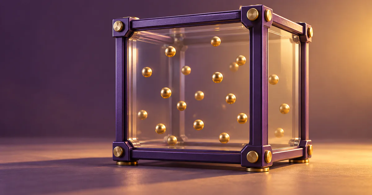 Recipient rigid stilizat cu sfere, concept despre volum constant