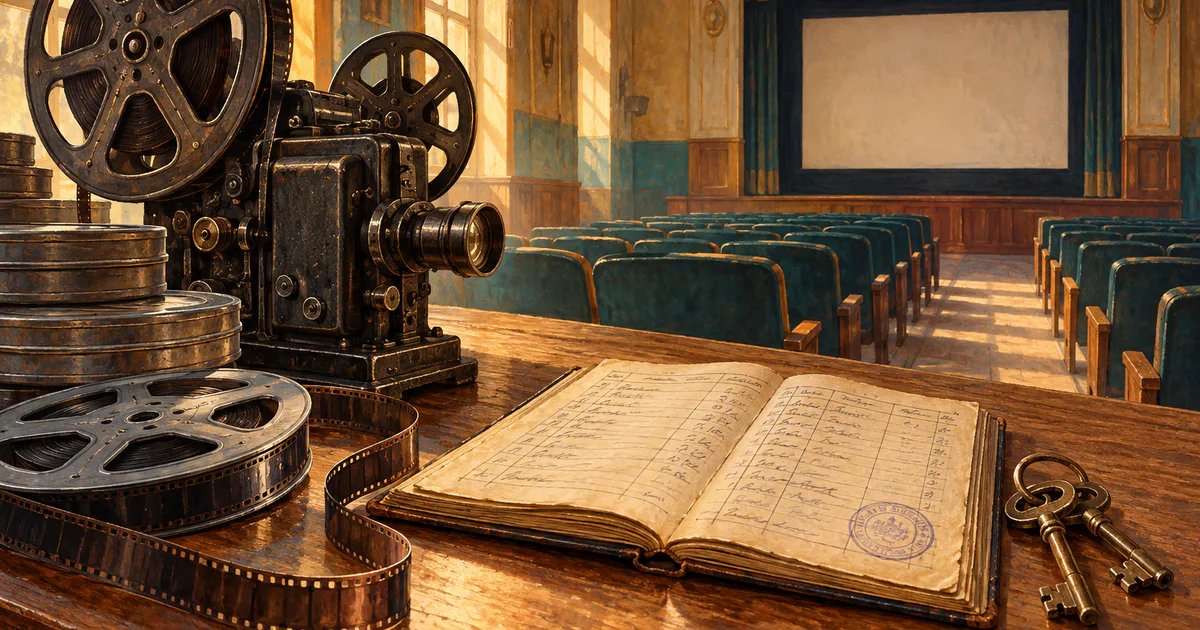 Documente de inventar și un proiector de epocă evocă naționalizarea industriei cinematografice.