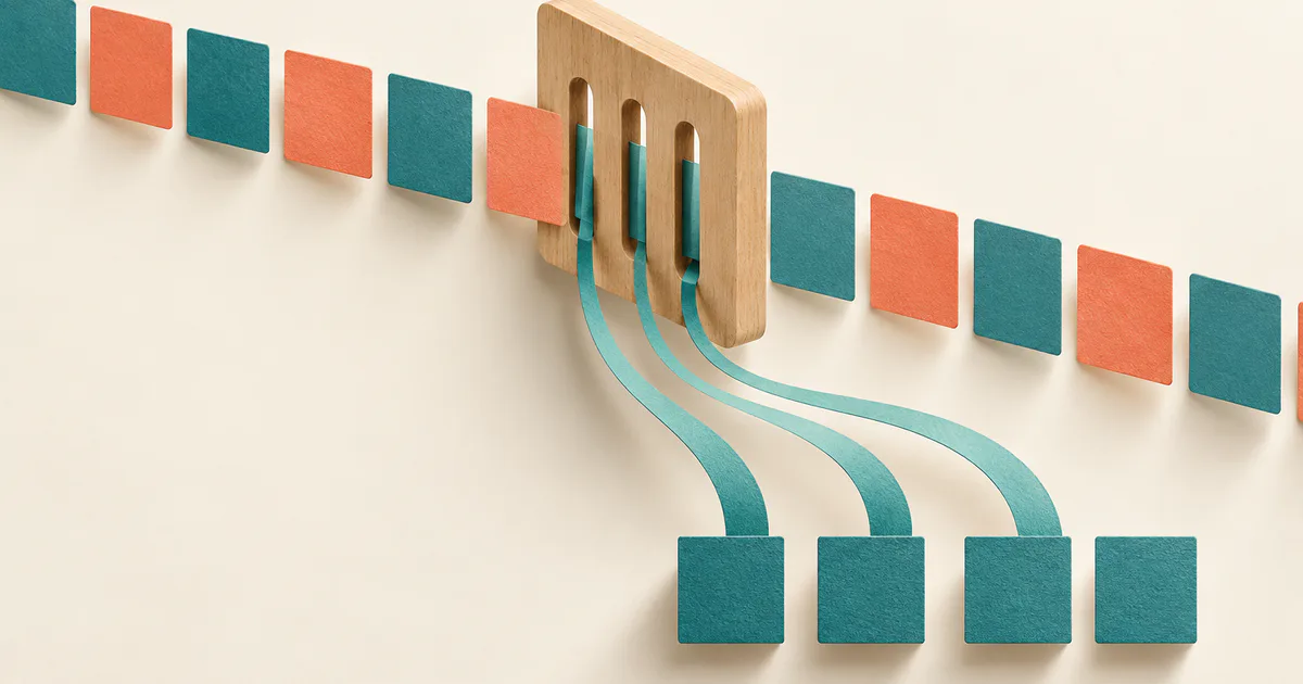Piese dintr-un șir sunt selectate și păstrate în aceeași ordine pe o bandă de hârtie.