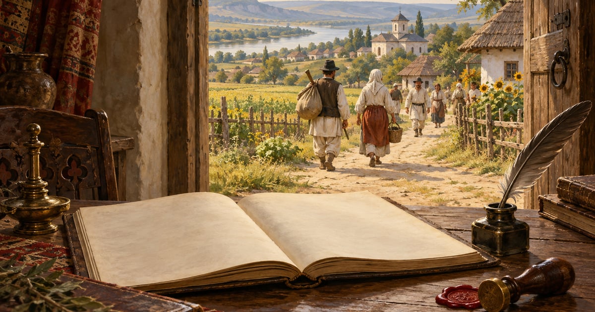 O condică, un sigiliu și un sat agricol evocă administrația și reformele sociale fanariote.