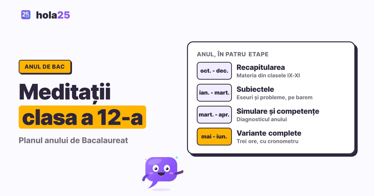 Planul anului pentru clasa a XII-a în patru etape, de la recapitulare în toamnă la variante complete înainte de 14 iunie