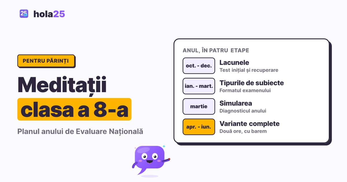 Planul anului pentru clasa a VIII-a în patru etape: lacune, tipuri de subiecte, simulare și variante complete
