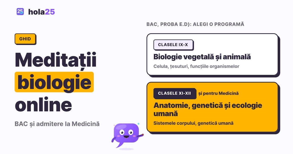 Cele două programe de biologie pentru BAC, pe clase, cu programa de anatomie evidențiată pentru Medicină