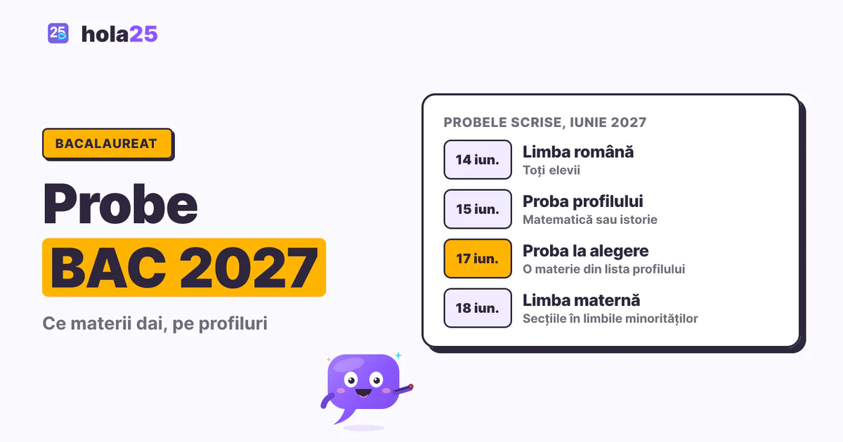 Cele trei probe scrise de la BAC 2027: limba română pe 14 iunie, proba profilului pe 15 iunie și proba la alegere pe 17 iunie