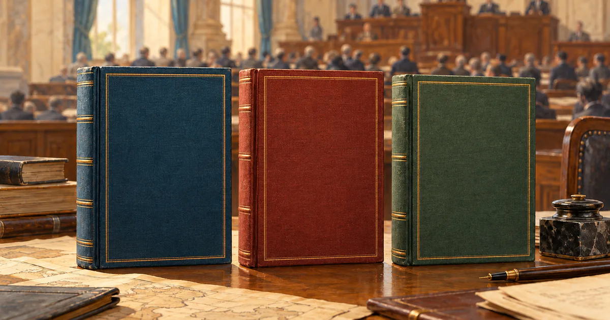 Trei volume constituționale și o sală parlamentară evocă analiza instituțiilor comuniste.