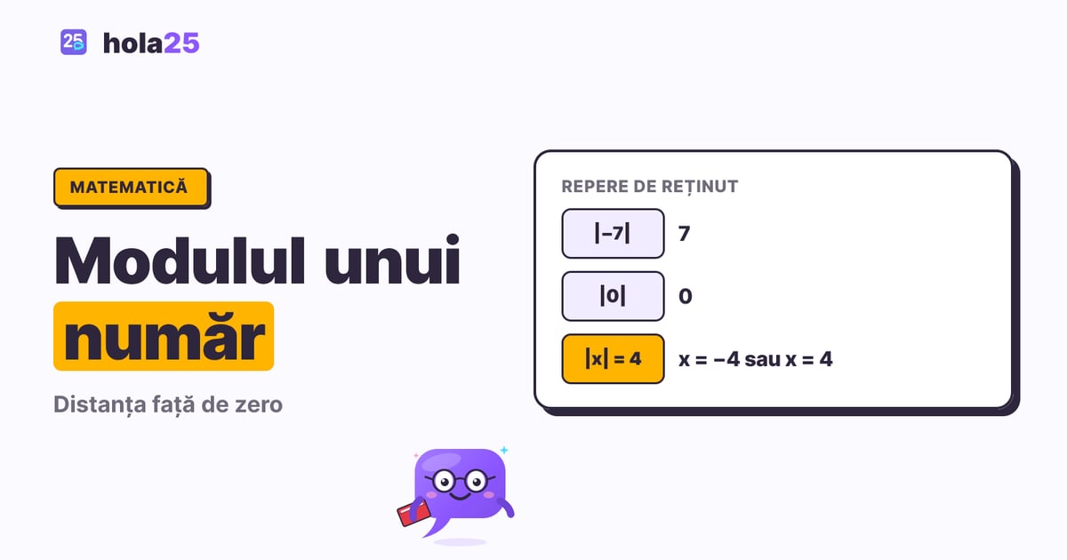 Modulul unui număr: reguli și exerciții rezolvate. |−7|: 7. |0|: 0. |x| = 4: x = −4 sau x = 4.