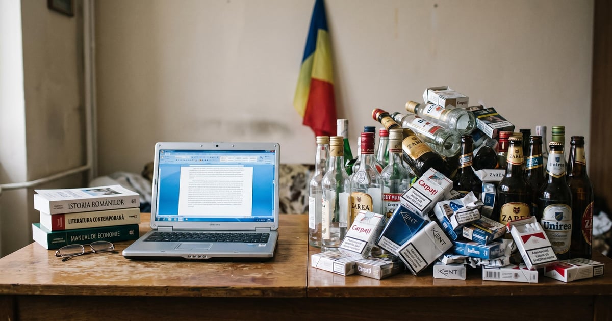 Grafic vizual care arată o diferență mare între cheltuielile românilor pe educație (puțin) și pe alcool și țigări (mult).