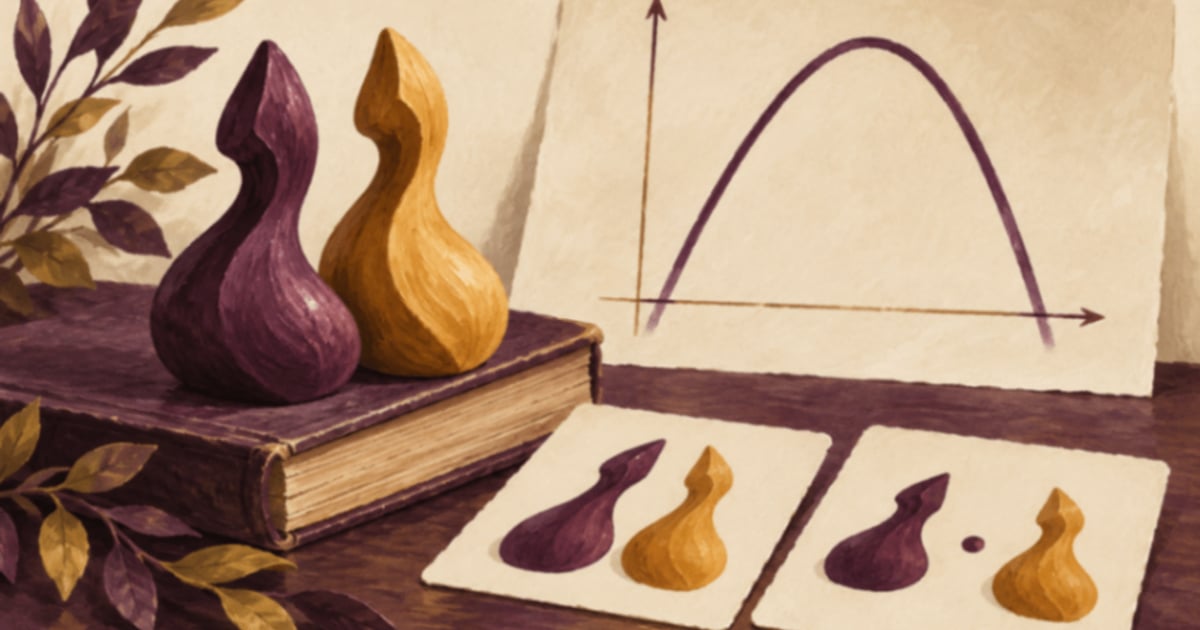 Două forme din lemn, cartonașe și o parabolă, într-o ilustrație conceptuală despre rădăcini.