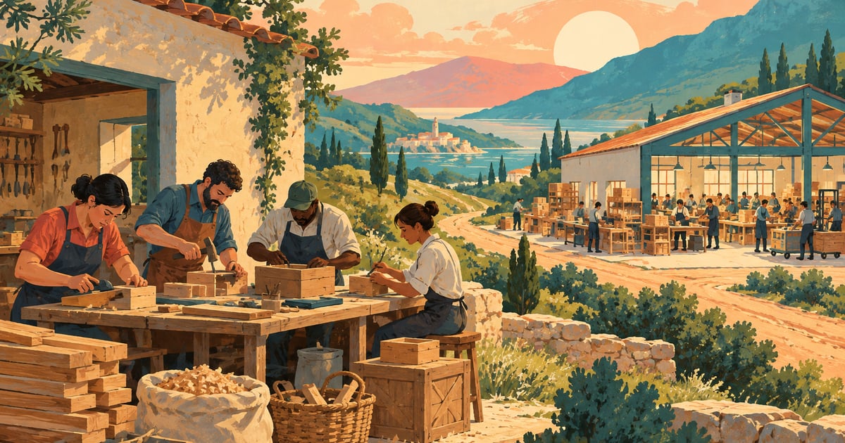 Un atelier compact și unul extins, ilustrație conceptuală pentru scara activității.