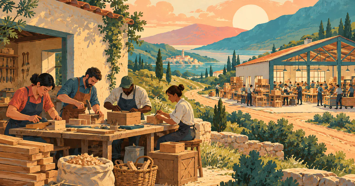 Un atelier compact și unul extins, ilustrație conceptuală pentru scara activității.